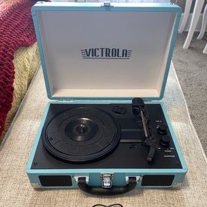 turquoise Victrola record player